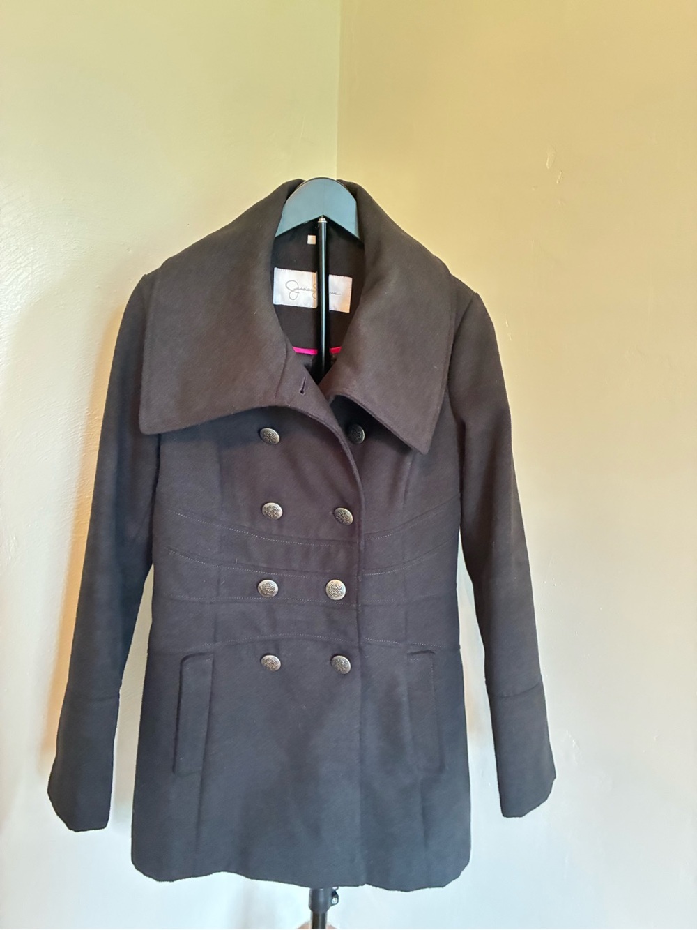 Jessica Simpson Black Double-Breasted Peacoat